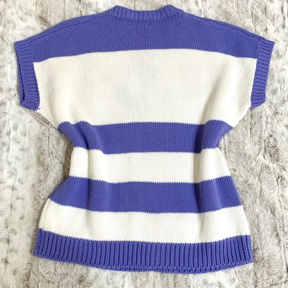 Vintage Nautical Striped Anchor Knit Sweater Top - Picture 8 of 13